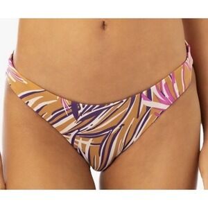 Maaji Reversible Classic Floral Bikini Swim Bottom, Yellow‎ Pink Purple Size L